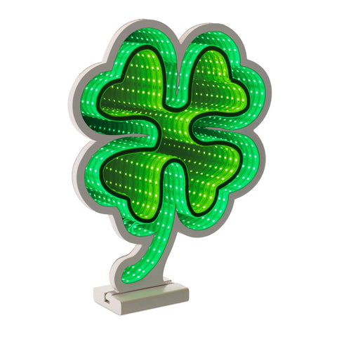 Four Leaf Clover Infinity Light, Acrylic, W/ UL Plug, 14"