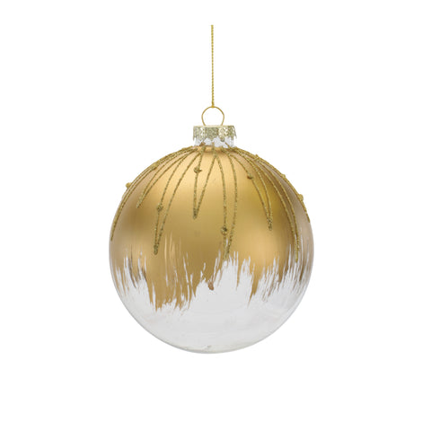 Glass Snow-dipped Gold Ornament, 5.75" (3 styles - sold individually)