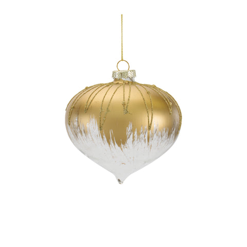 Glass Snow-dipped Gold Ornament, 5.75" (3 styles - sold individually)