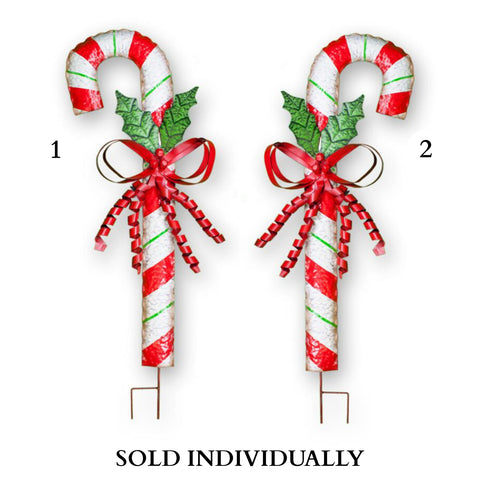 40″ Metal Candy Cane Stakes (2 Styles - Sold individually)