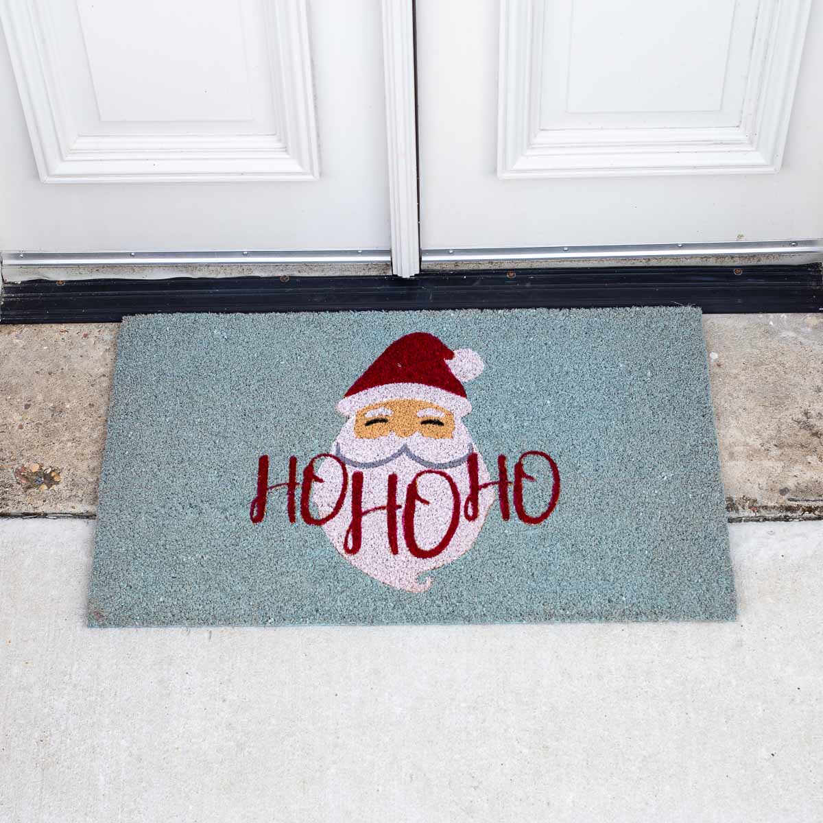30" x 18" Jolly Santa Coir Doormat Misty Blue
