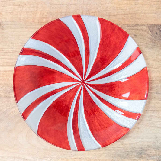 Peppermint Swirl Glass Platter