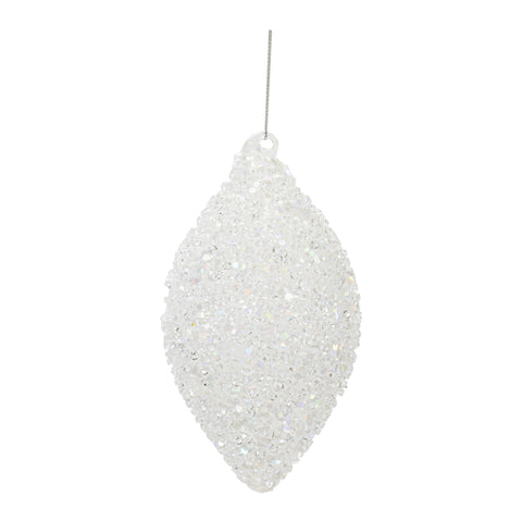White Glass Ornament, 5" (2 styles - sold individually)