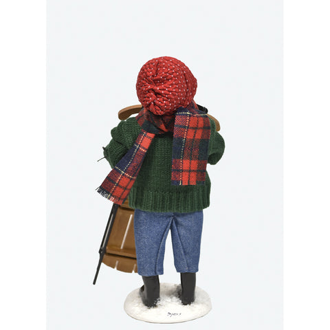 Sledding Boy Caroler Figurine, 10"
