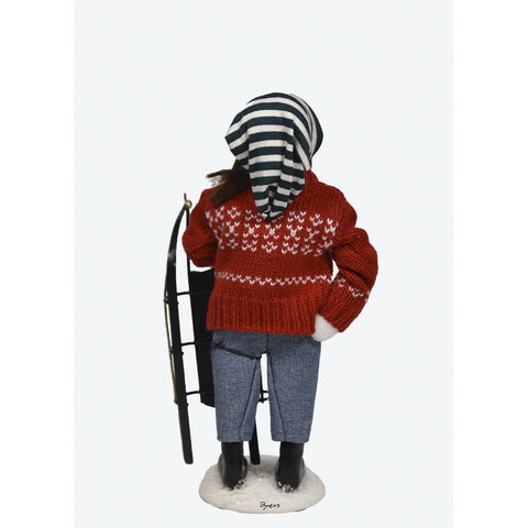 Sledding Girl Caroler Figurine, 10"