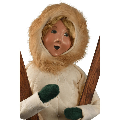 Skiing Woman Caroler Figurine, 13"
