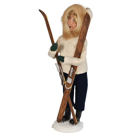 Skiing Woman Caroler Figurine, 13"