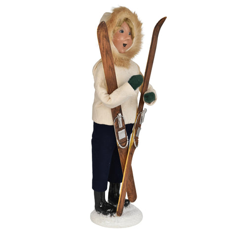 Skiing Woman Caroler Figurine, 13"