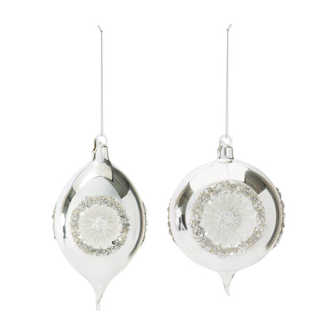 Silver Reflector Ornament, 4-5" (2 styles - sold individually)