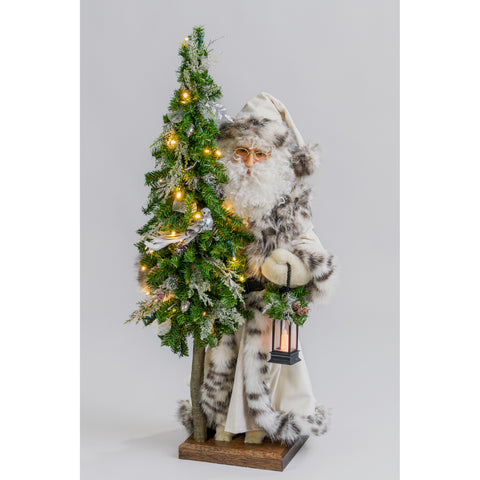 Father Christmas Large Figurine - Ivory Snow Leopard, 29"