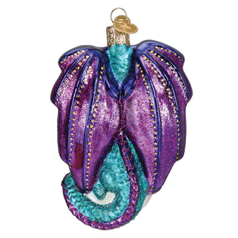 Fantasy Dragon Glass Ornament, 4.75"