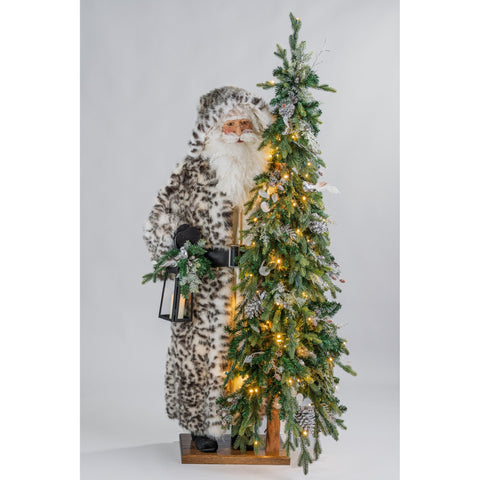 Father Christmas Large Figurine - Snowy Leopard, 57"