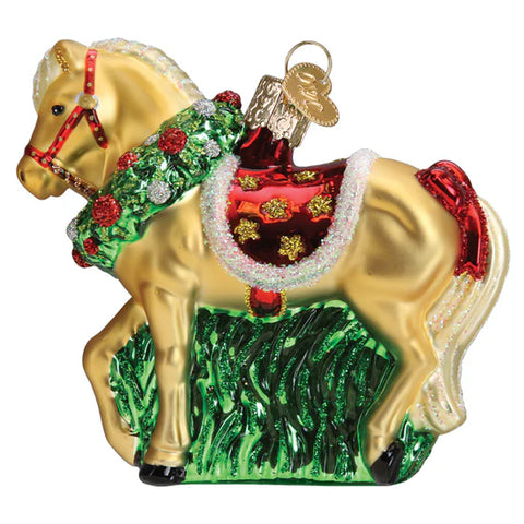 Horse With Wreath Ornament, 3.5"
