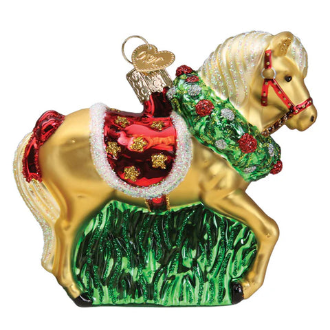 Horse With Wreath Ornament, 3.5"