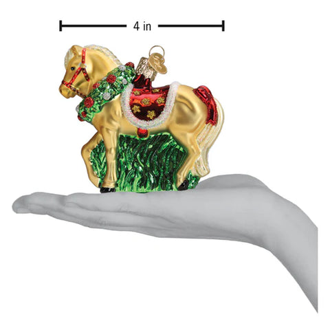 Horse With Wreath Ornament, 3.5"