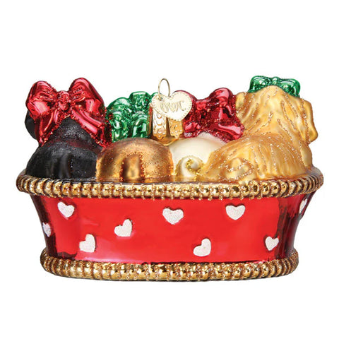 Puppies in a Basket Ornament