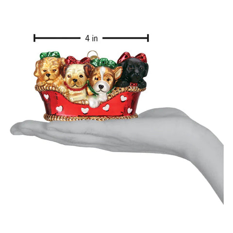 Puppies in a Basket Ornament