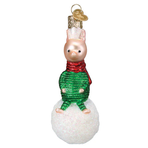 Piglet on Snowball Ornament