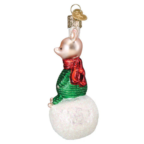 Piglet on Snowball Ornament