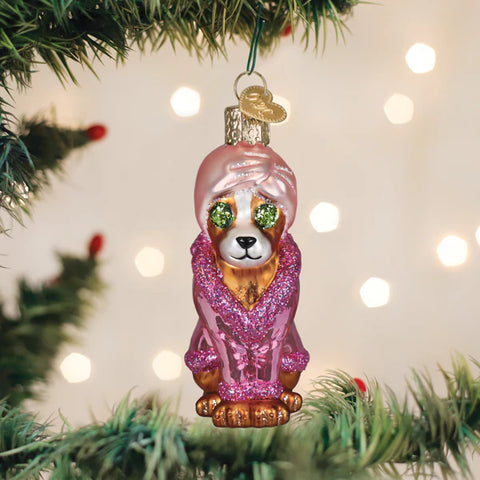 Spa Dog Ornament, 3.5"