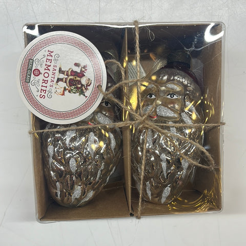 Glass Santa Ornament Set of 2