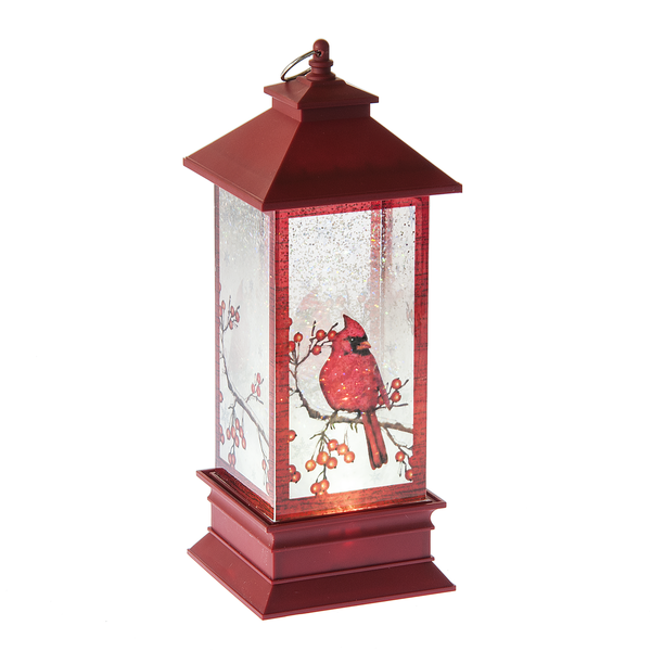 12.5"H Lighted LED Shimmer Cardinal Lantern
