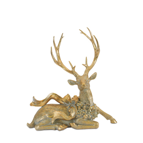 Resin Deer w/Bow Figurine, 19.5 - 27.5" (2 styles - sold individually)