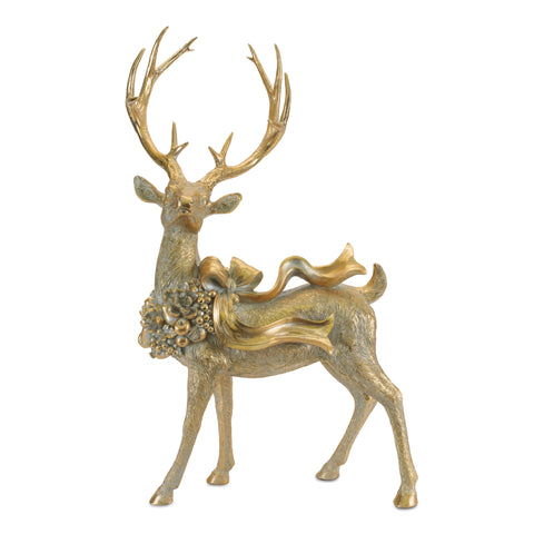 Resin Deer w/Bow Figurine, 19.5 - 27.5" (2 styles - sold individually)