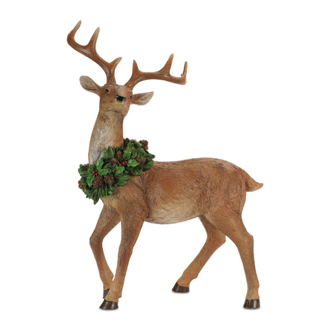 Resin Deer w/Wreath Figurine, 13 - 18" (2 styles - sold individually)