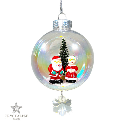 Santa & Mrs. Claus Plastic Ornament with Magnetic Crystal 3" x 7"