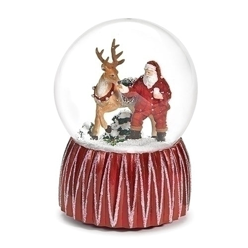 6.5"H Musical Santa w/Deer Water Globe