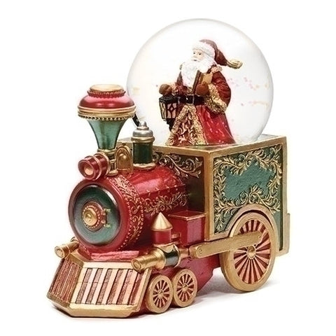 Musical Santa Red Train Water Globe, 7.25"