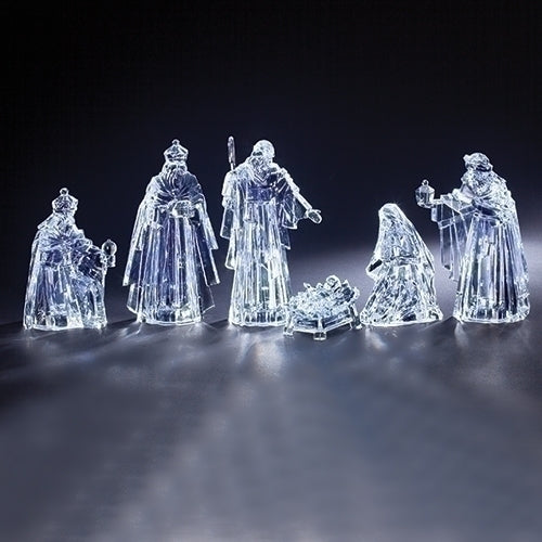 10.7"H 6 Piece LED Nativity Crystal Cut Set