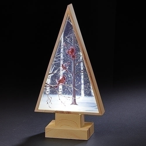 12"H LED Cardinal Woodland Scene Snow Globe