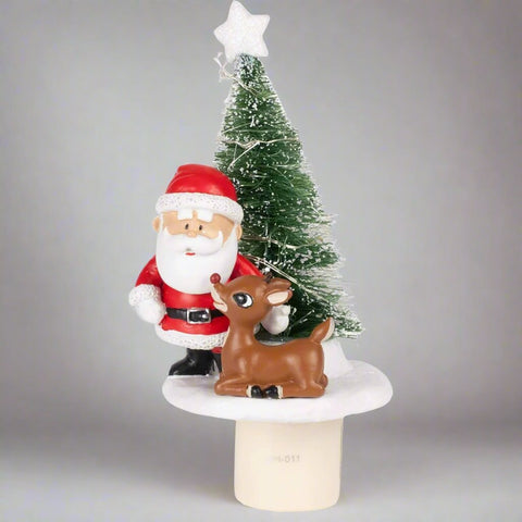 Rudolph With Santa And Christmas Tree Night Light, 6.75"