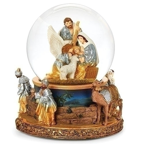 7"H Musical Nativity Double Rotating Water Globe