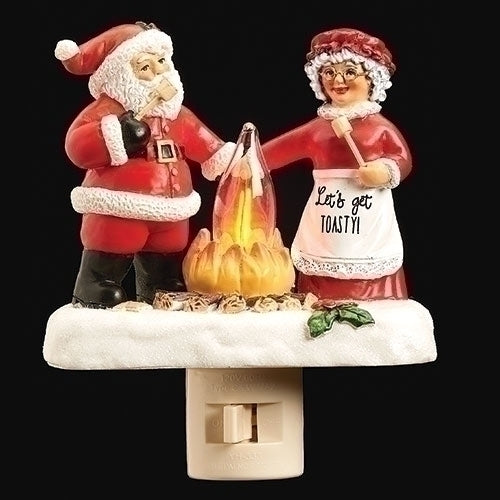 5.25"H Santa & Mrs. Claus Campfire Night Light