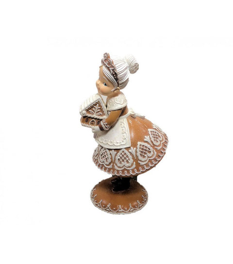 Mrs Claus Gingerbread Figurine W/ Gingerbread House, 13.25"