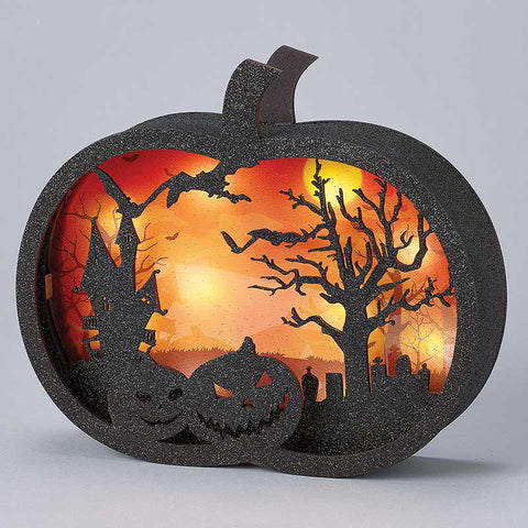 LED Lasercut Jack-O'-Lantern Scene, 8.5"