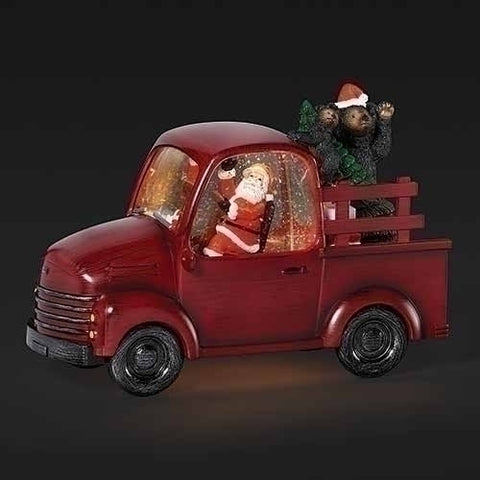 LED Swirl Truck w/Santa Water Globe, 6.75"