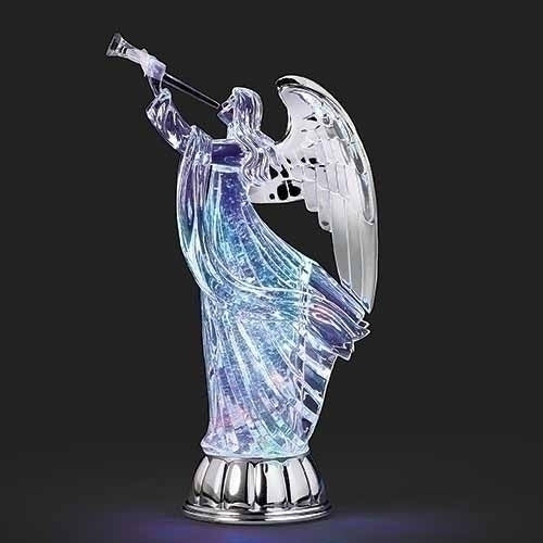 12"H LED Tri-Color Swirl Angel Figurine