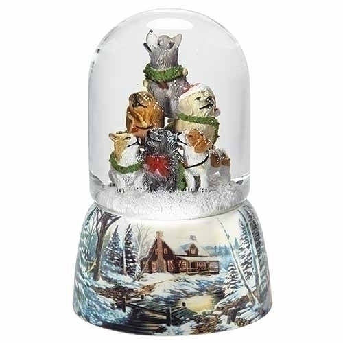 6.2"H Musical Howling Holidays Puppy Water Globe