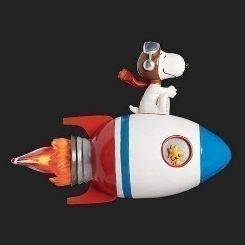 Snoopy on Rocket Nightlight w/ Flicker Bulb, 4"
