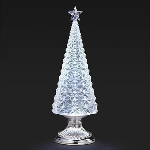 Lighted Swirl Faceted Christmas Tree, 13.5"