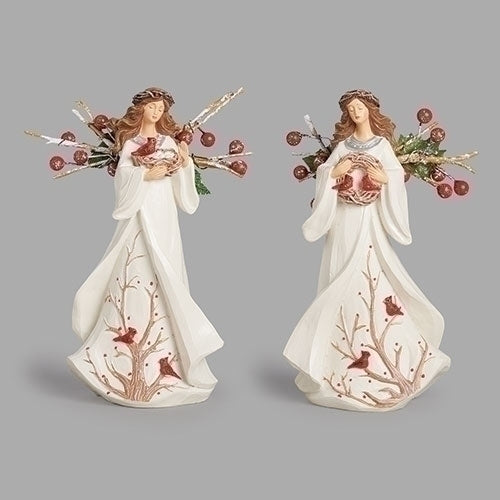 7"H Berry Branch Angel Figurine w/Holly Wings