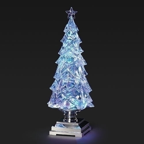 12.75" Lighted Swirl Tree on Silver Base
