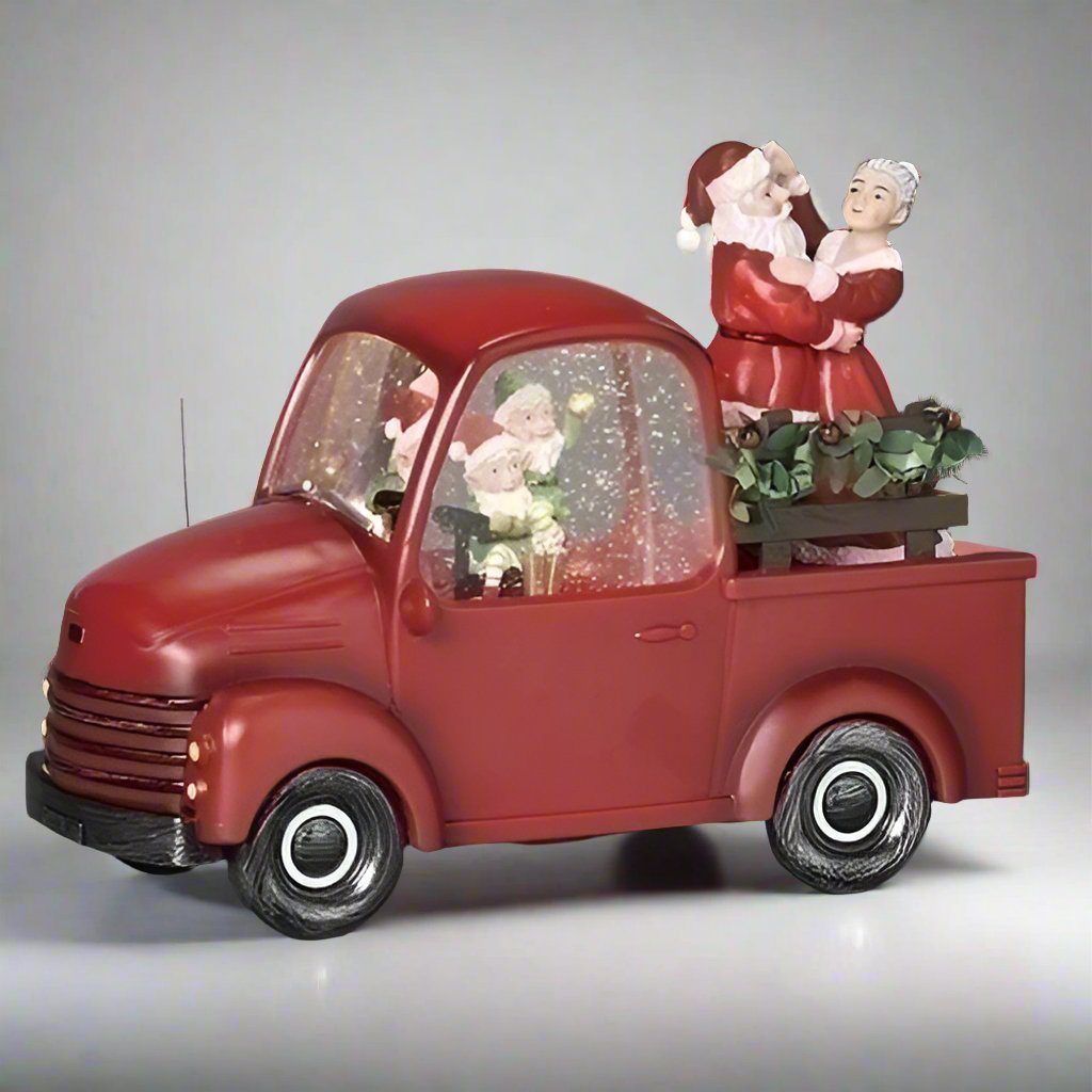 Light up Santa in red truck deals blow mold