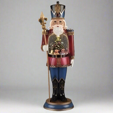 Lighted Swirl Nutcracker Statue /W Christmas Tree And Presents, 19"