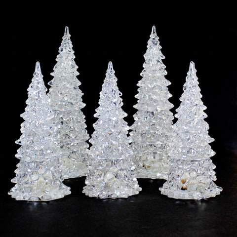 LED Lighted Trees, Set of 5, 7-9"