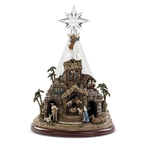 Lighted Musical Nativity Scene With Star, 18"